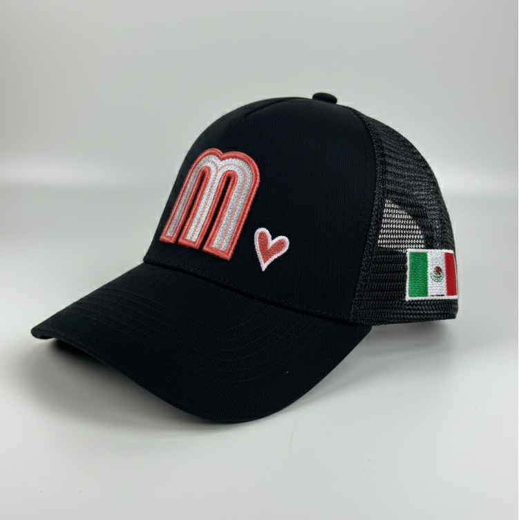 Black & Pink Trucker Mexico National Hat