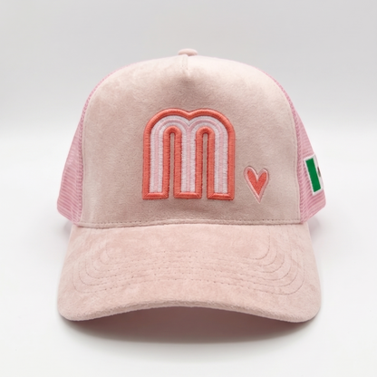 Pink Velvet Trucker Mexico National Hat