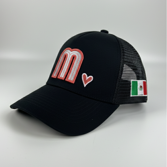 Black & Pink Trucker Mexico National Hat