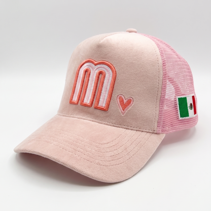 Pink Velvet Trucker Mexico National Hat